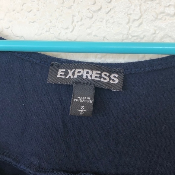 Express Navy Blue Floral Quarter Zip Tank Top womens professional business work - Picture 5 of 6